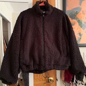 Urban Outfitters black teddy coat NWT small